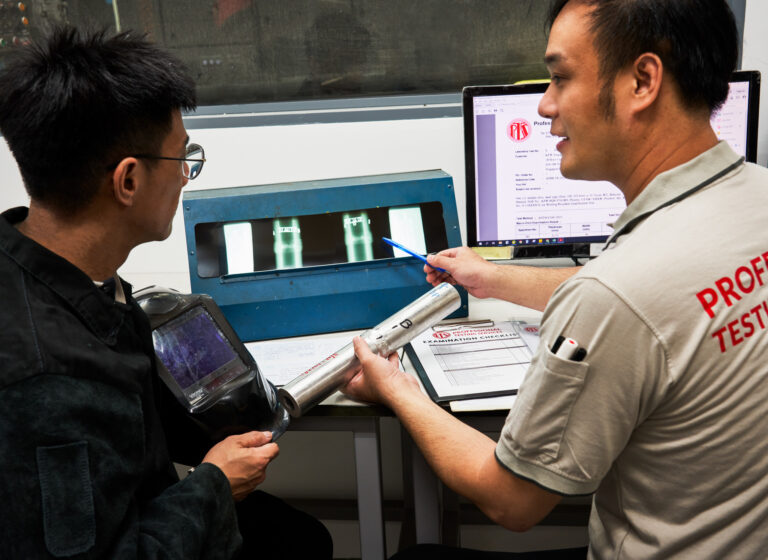 PTS engineers assessing results gathered as part of NDT for weld crack detection.
